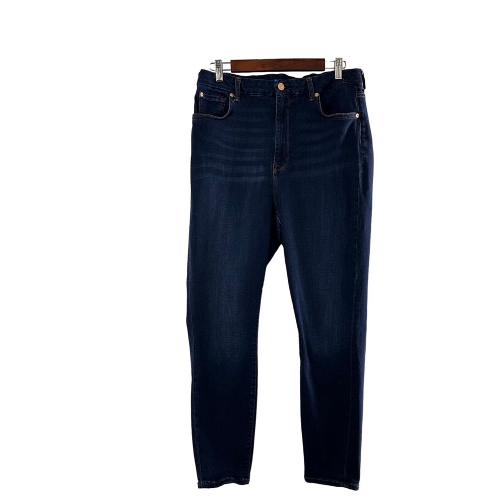 7 For All Mankind High Waist Ankle Skinny Jeans Women Size 32x27 Dark Wash Denim